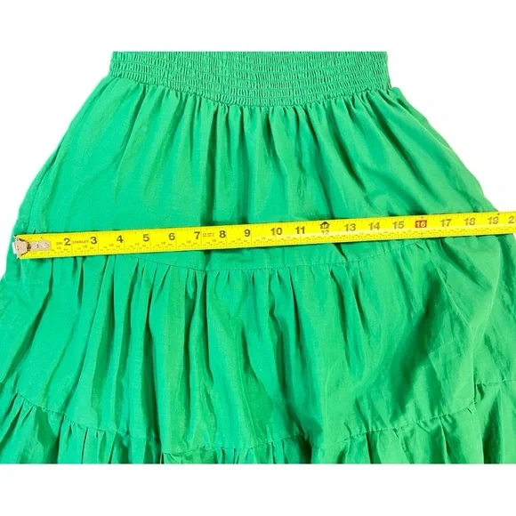 PETAL & PUP new Morgan Annette Green Shirred A-Line Puff Sleeve Tier Dress NWOT - Picture 14 of 15